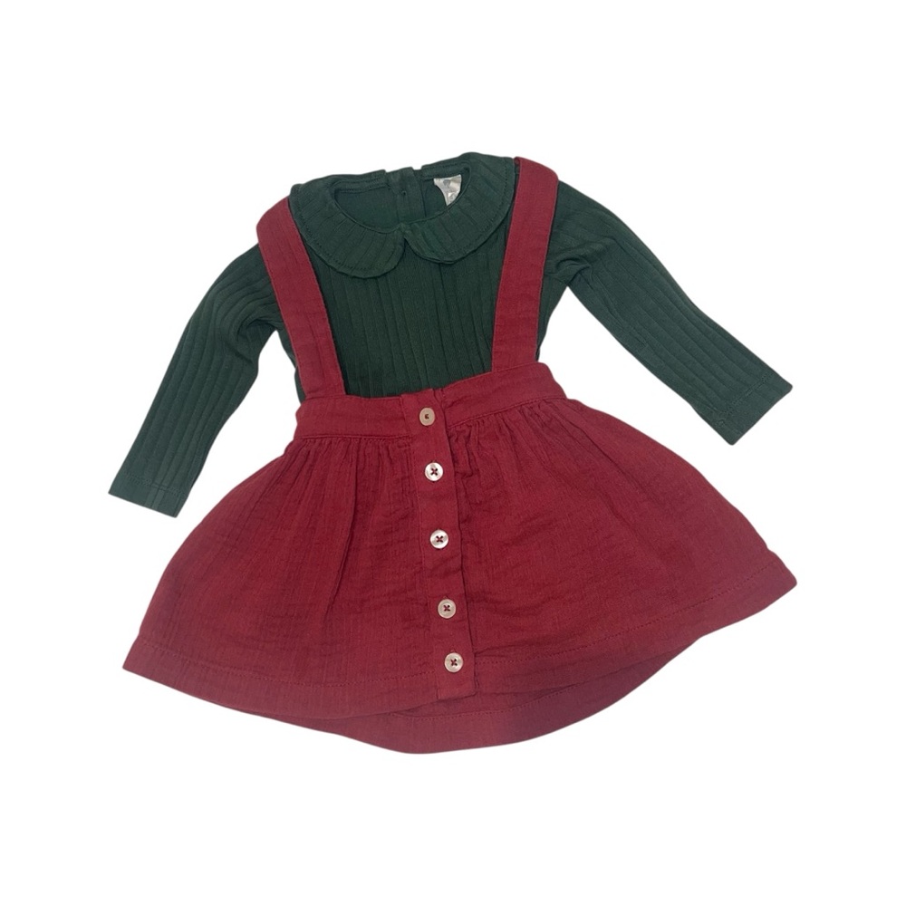 Kate Quinn Girls Sz 12-18 Months Bundle Suspender Skirt & Top EUC Holiday
